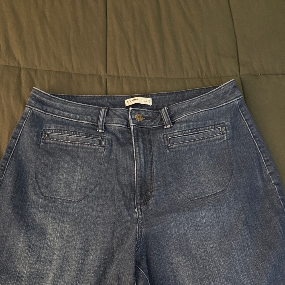 Sonoma Women's Dark Indigo High-Rise Wide Leg Jeans